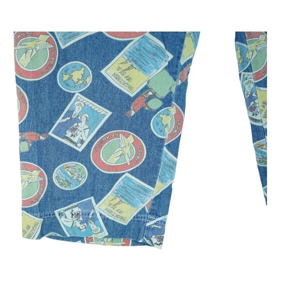 Vintage 1990s Sag Harbor Sport Travel‎ Print Denim Pants Size XL 100% Cotton - Picture 6 of 7